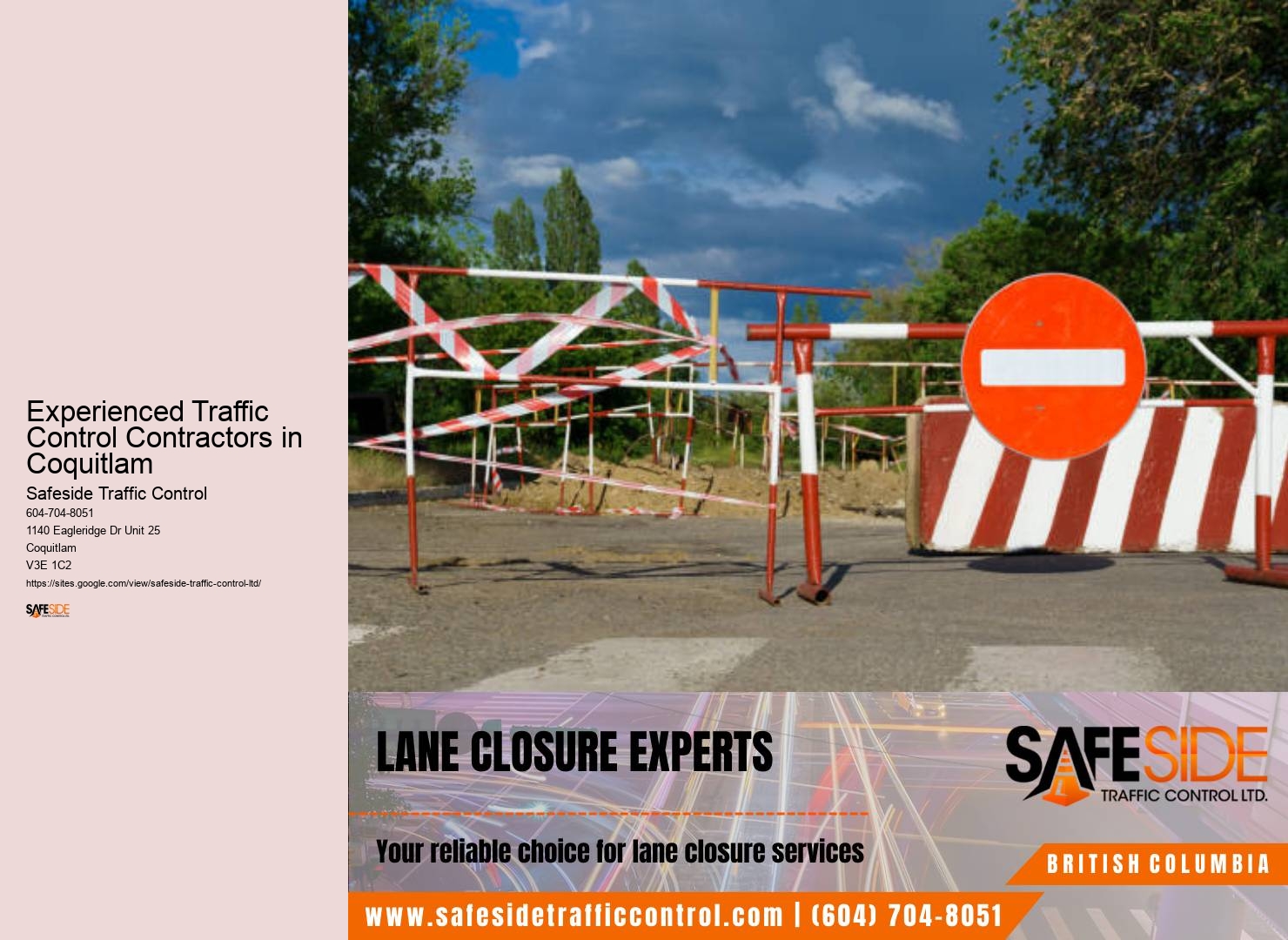 Experienced Traffic Control Contractors in Coquitlam road traffic control